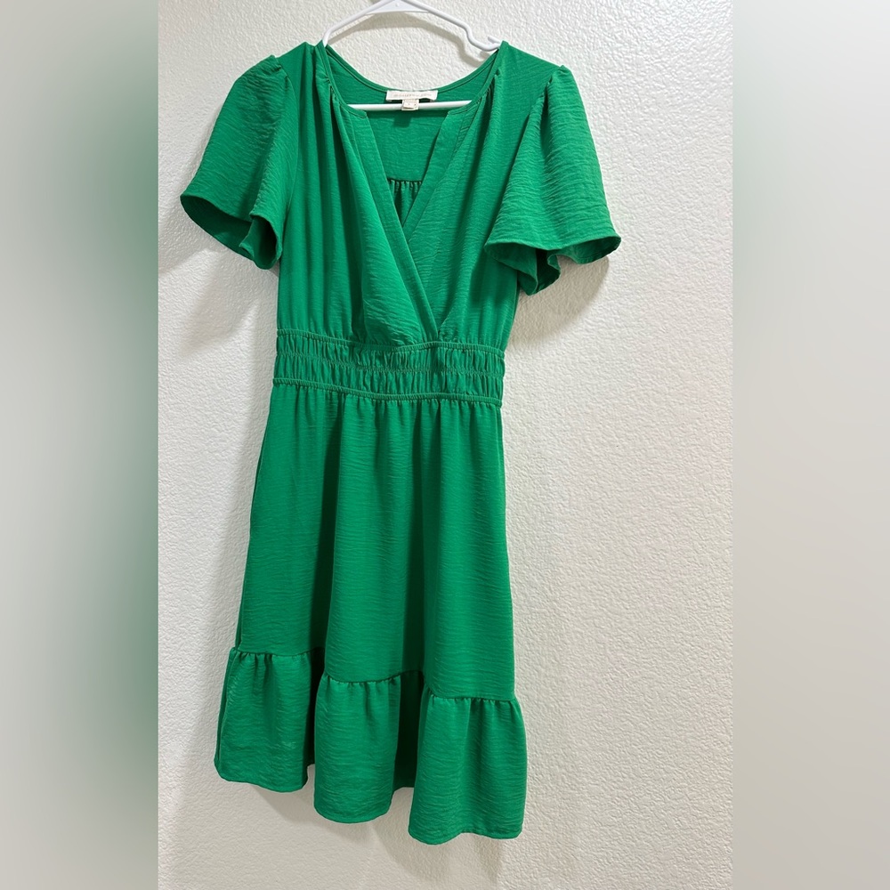 Bright Green Tiered Mini Dress small